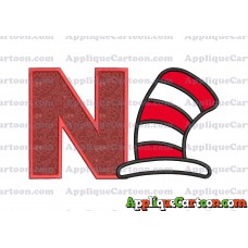 Cat in the Hat Applique Embroidery Design With Alphabet N