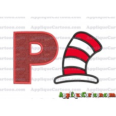 Cat in the Hat Applique Embroidery Design With Alphabet P