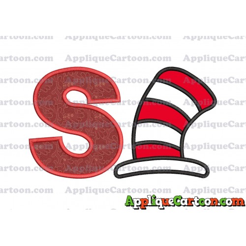Cat in the Hat Applique Embroidery Design With Alphabet S