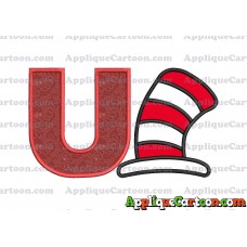 Cat in the Hat Applique Embroidery Design With Alphabet U