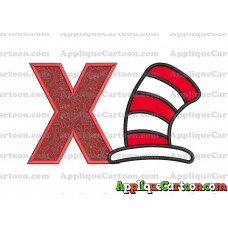 Cat in the Hat Applique Embroidery Design With Alphabet X