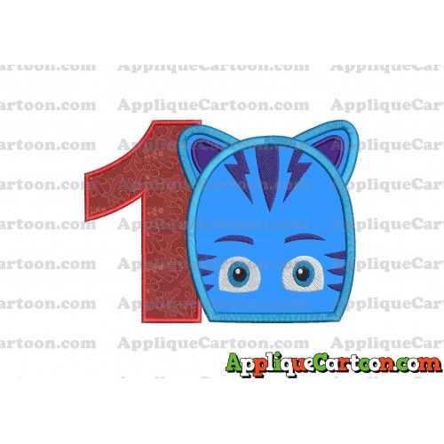 Catboy Pj Masks 02 Applique Embroidery Design Birthday Number 1