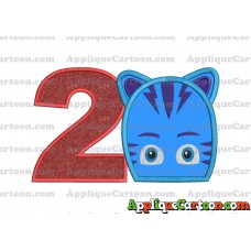 Catboy Pj Masks 02 Applique Embroidery Design Birthday Number 2