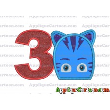 Catboy Pj Masks 02 Applique Embroidery Design Birthday Number 3