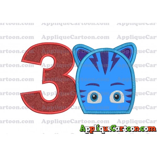 Catboy Pj Masks 02 Applique Embroidery Design Birthday Number 3
