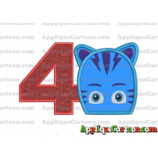 Catboy Pj Masks 02 Applique Embroidery Design Birthday Number 4