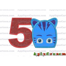 Catboy Pj Masks 02 Applique Embroidery Design Birthday Number 5
