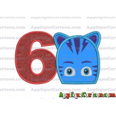 Catboy Pj Masks 02 Applique Embroidery Design Birthday Number 6