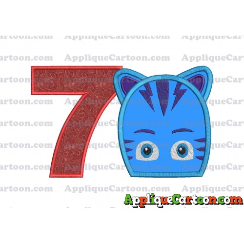 Catboy Pj Masks 02 Applique Embroidery Design Birthday Number 7