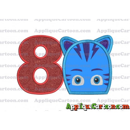 Catboy Pj Masks 02 Applique Embroidery Design Birthday Number 8