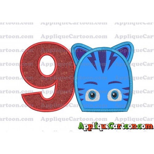 Catboy Pj Masks 02 Applique Embroidery Design Birthday Number 9
