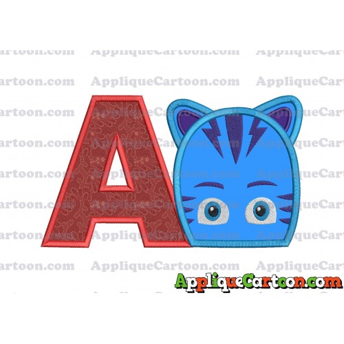 Catboy Pj Masks 02 Applique Embroidery Design With Alphabet A