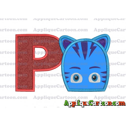 Catboy Pj Masks 02 Applique Embroidery Design With Alphabet P