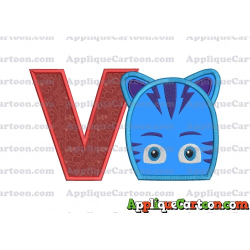 Catboy Pj Masks 02 Applique Embroidery Design With Alphabet V