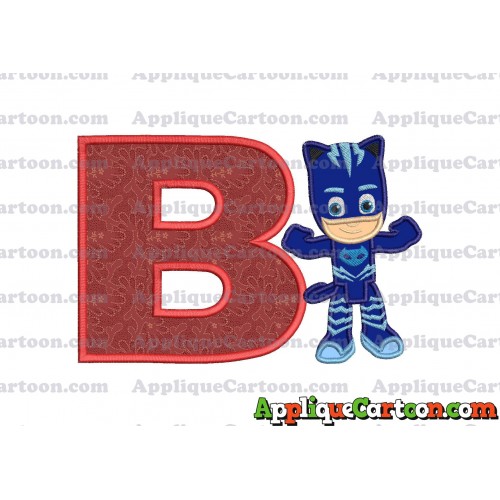 Catboy Pj Masks Applique Embroidery Design With Alphabet B