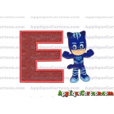 Catboy Pj Masks Applique Embroidery Design With Alphabet E