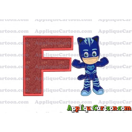 Catboy Pj Masks Applique Embroidery Design With Alphabet F