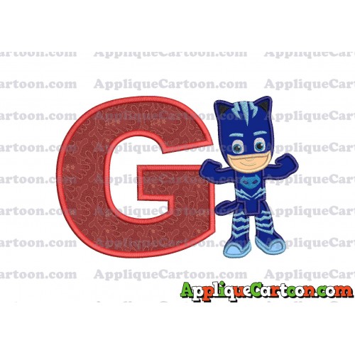 Catboy Pj Masks Applique Embroidery Design With Alphabet G