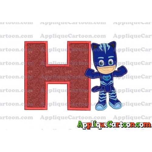 Catboy Pj Masks Applique Embroidery Design With Alphabet H