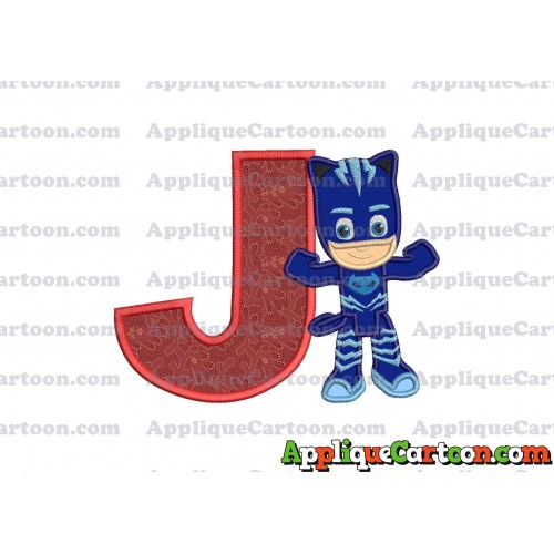 Catboy Pj Masks Applique Embroidery Design With Alphabet J