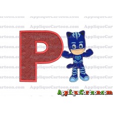 Catboy Pj Masks Applique Embroidery Design With Alphabet P
