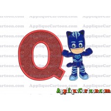 Catboy Pj Masks Applique Embroidery Design With Alphabet Q