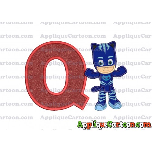 Catboy Pj Masks Applique Embroidery Design With Alphabet Q