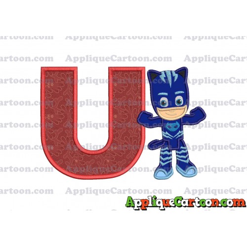 Catboy Pj Masks Applique Embroidery Design With Alphabet U
