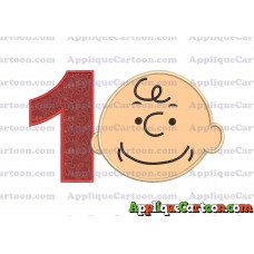 Charlie Brown Peanuts Full Head Applique Embroidery Design Birthday Number 1