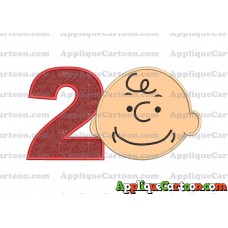 Charlie Brown Peanuts Full Head Applique Embroidery Design Birthday Number 2