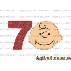 Charlie Brown Peanuts Full Head Applique Embroidery Design Birthday Number 7