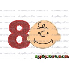 Charlie Brown Peanuts Full Head Applique Embroidery Design Birthday Number 8