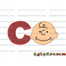 Charlie Brown Peanuts Full Head Applique Embroidery Design With Alphabet C