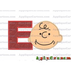Charlie Brown Peanuts Full Head Applique Embroidery Design With Alphabet E