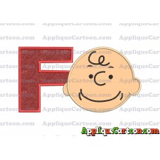 Charlie Brown Peanuts Full Head Applique Embroidery Design With Alphabet F