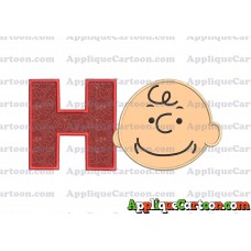 Charlie Brown Peanuts Full Head Applique Embroidery Design With Alphabet H