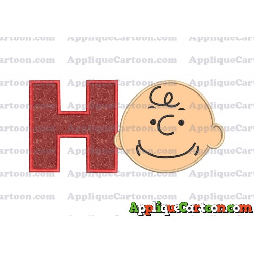 Charlie Brown Peanuts Full Head Applique Embroidery Design With Alphabet H