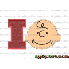 Charlie Brown Peanuts Full Head Applique Embroidery Design With Alphabet I