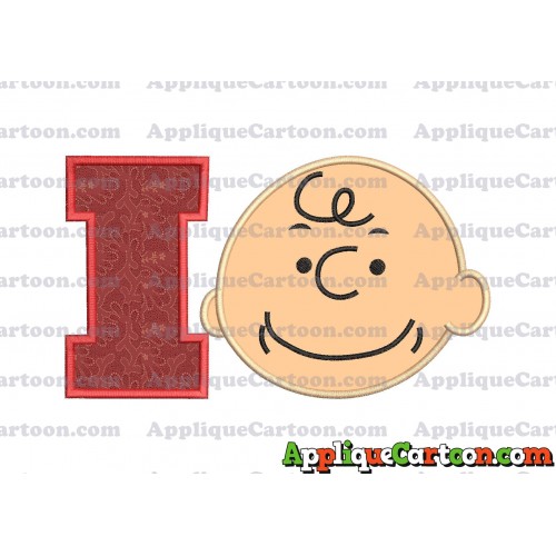 Charlie Brown Peanuts Full Head Applique Embroidery Design With Alphabet I