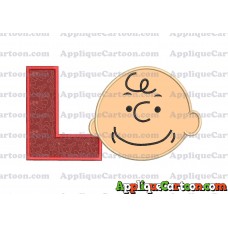 Charlie Brown Peanuts Full Head Applique Embroidery Design With Alphabet L