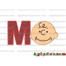 Charlie Brown Peanuts Full Head Applique Embroidery Design With Alphabet M