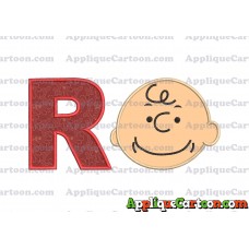 Charlie Brown Peanuts Full Head Applique Embroidery Design With Alphabet R