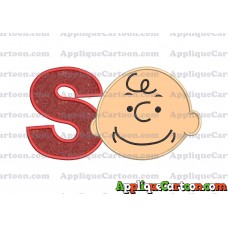 Charlie Brown Peanuts Full Head Applique Embroidery Design With Alphabet S
