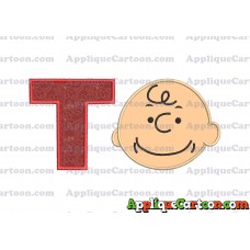 Charlie Brown Peanuts Full Head Applique Embroidery Design With Alphabet T