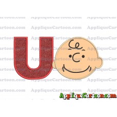 Charlie Brown Peanuts Full Head Applique Embroidery Design With Alphabet U
