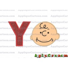 Charlie Brown Peanuts Full Head Applique Embroidery Design With Alphabet Y