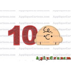 Charlie Brown Peanuts Head Applique Embroidery Design Birthday Number 10