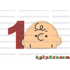 Charlie Brown Peanuts Head Applique Embroidery Design Birthday Number 1