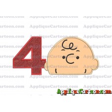 Charlie Brown Peanuts Head Applique Embroidery Design Birthday Number 4