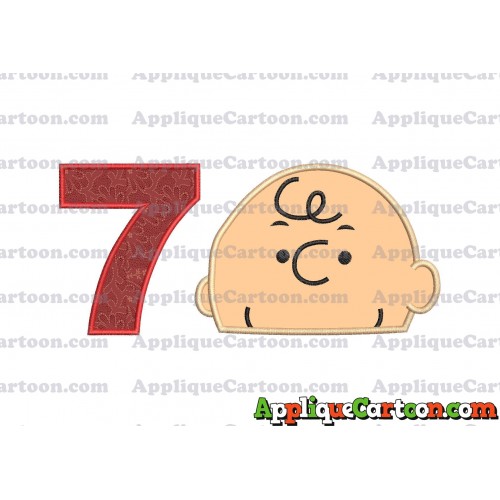 Charlie Brown Peanuts Head Applique Embroidery Design Birthday Number 7